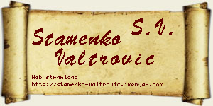Stamenko Valtrović vizit kartica